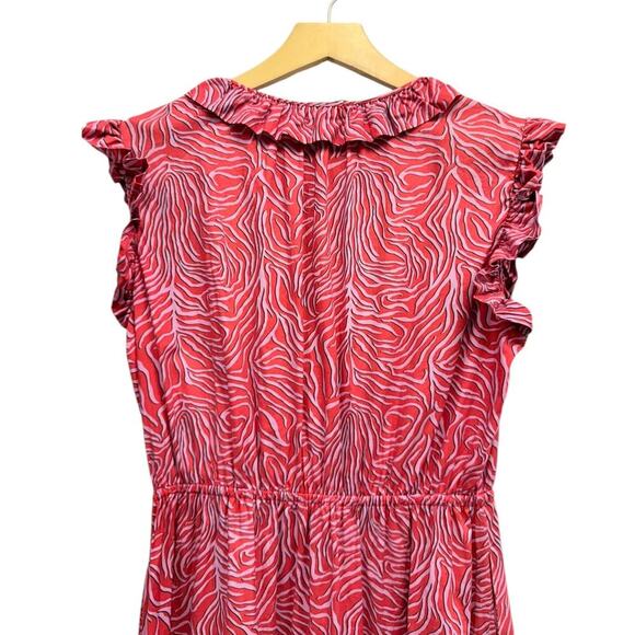 Tucker Red Zebra Print Ruffle Midi Dress Sleeveless Tiered size Medium - Picture 5 of 6